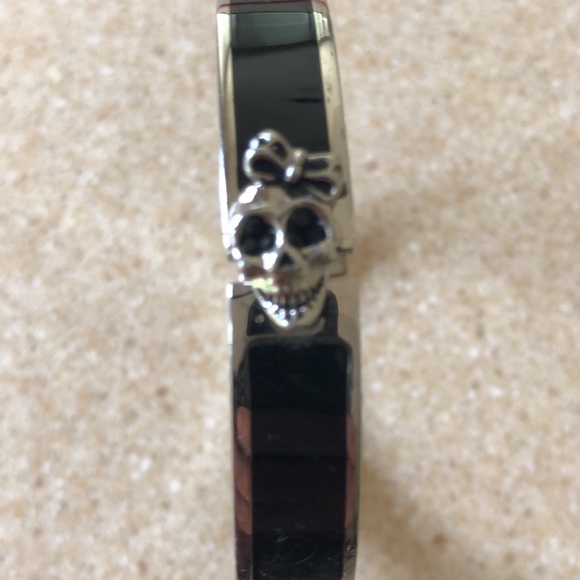 RARE David Sigal Happy Skull black enamel bangle bracelet - Picture 2 of 12